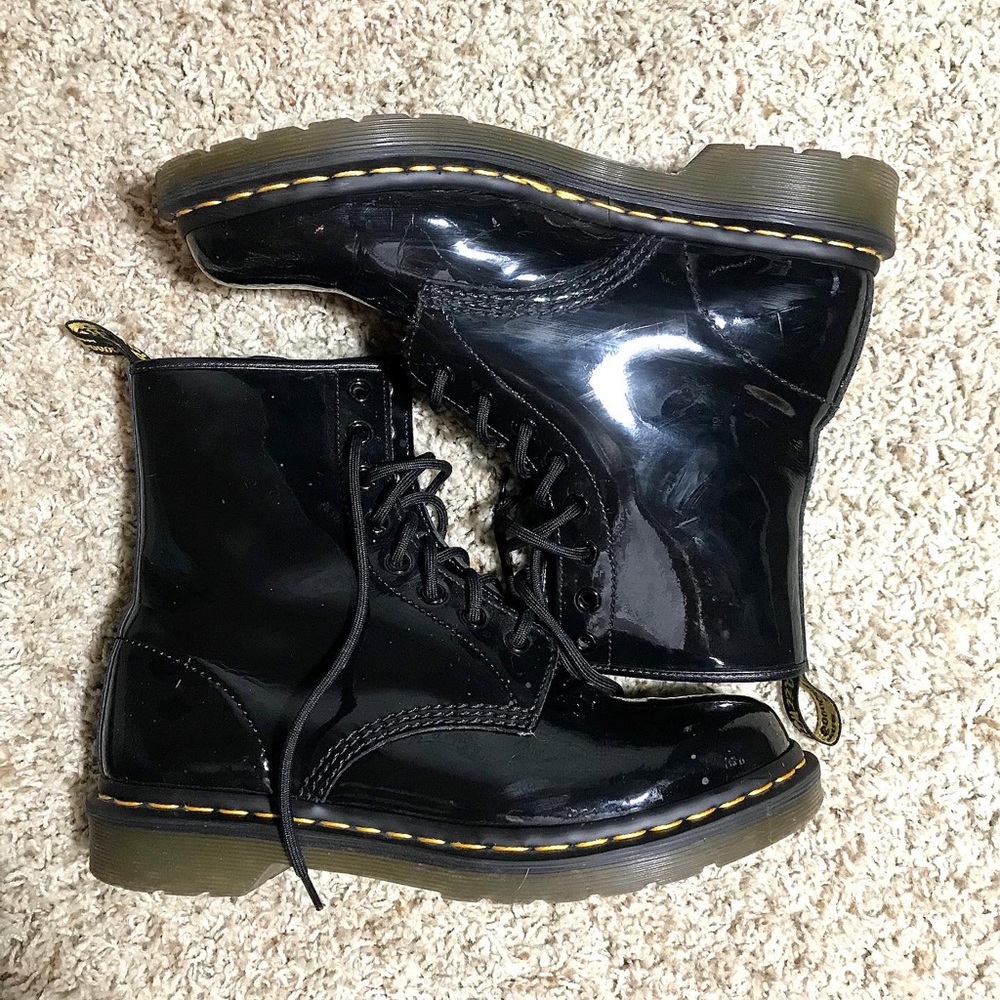 Dr martens black patent boots